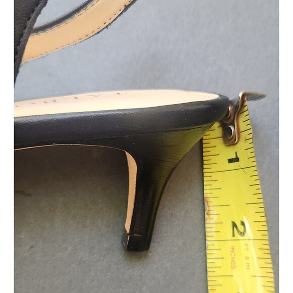 TALBOTS Jodee Black Leather Size 7M Shoes Bow Pointy Toe Slingback Kitten Heels - Picture 7 of 11